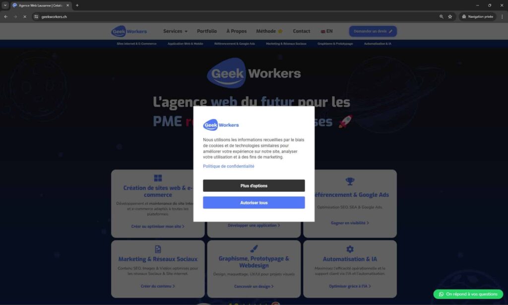 test activation consent mode v2 en mode incognito